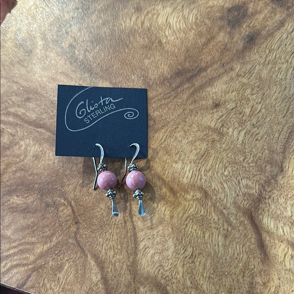 Pink Rhodonite and Sterling Silver Earrings